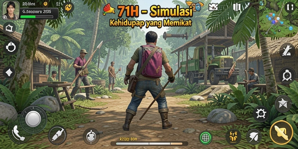 Gameplay menarik 71H dengan interaksi sosial dan pembangunan karakter.