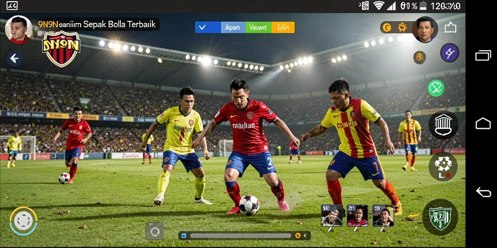 Screenshot menunjukkan aksi mendebarkan di lapangan sepak bola.