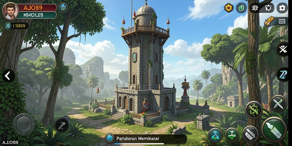 Gameplay AJO89 dengan grafik menawan dan strategi Tower Defense.