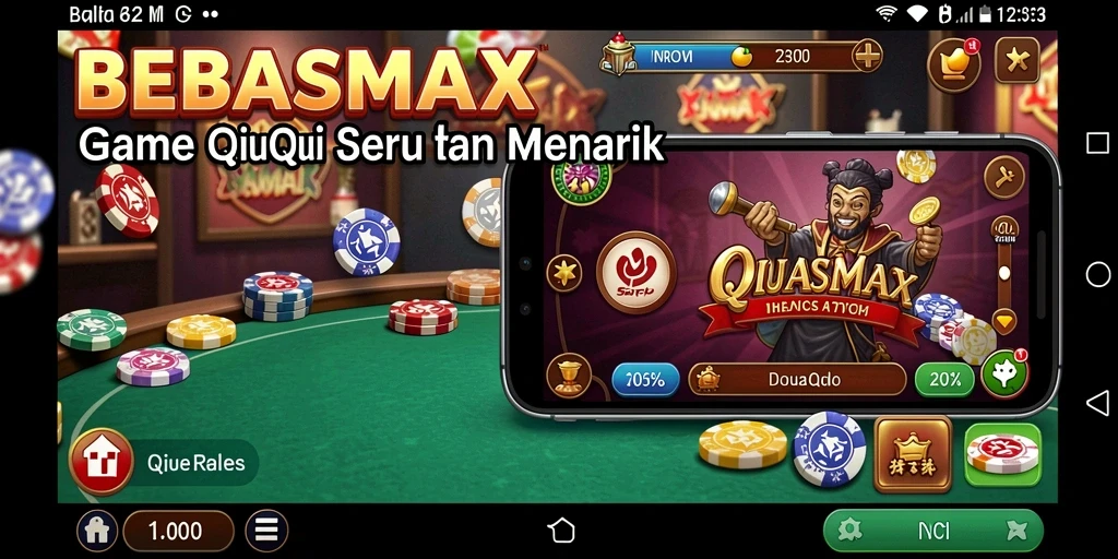 Screenshot gameplay BEBASMAX yang menggambarkan suasana seru QiuQiu.