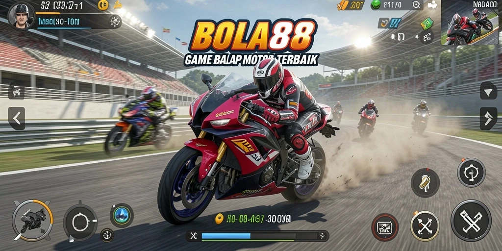 Gameplay seru dan mendebarkan dari BOLA88 dengan balapan motor.
