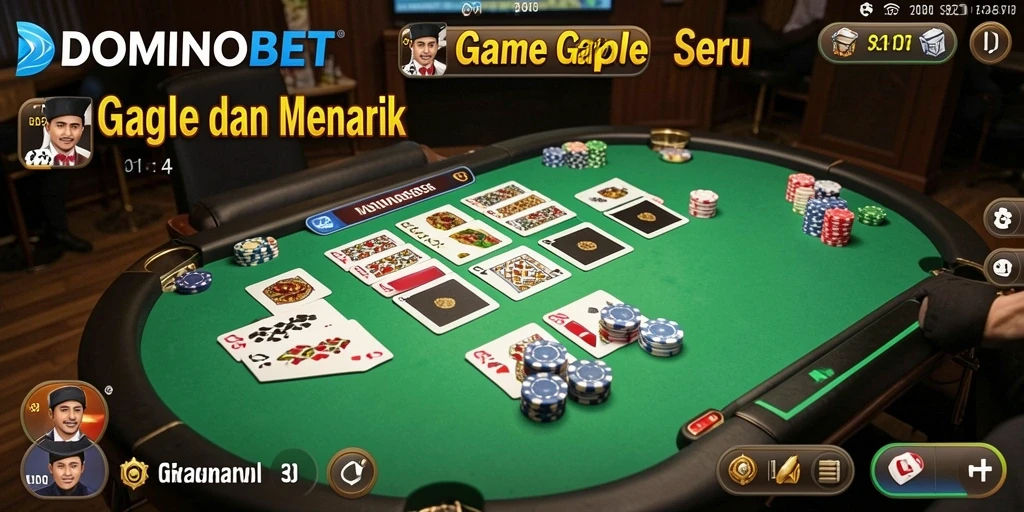 Screenshot gameplay DOMINOBET menampilkan suasana mendebarkan saat bermain Gaple.