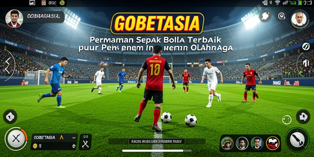 Gambar gameplay GOBETASIA dengan aksi sepak bola yang seru.
