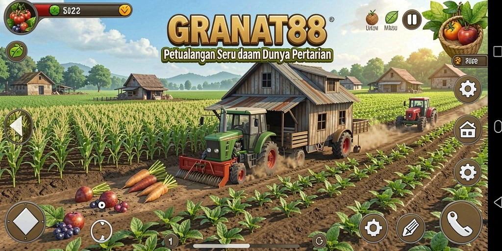 Screenshot utama GRANAT88 menampilkan gameplay yang realistis di ladang pertanian.