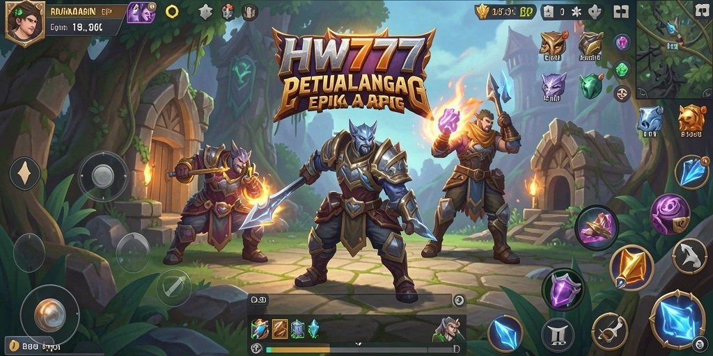 Tangkapan layar gameplay HW777 yang menampilkan pertarungan epik dalam dunia ARPG.