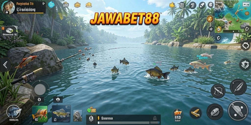 Tampilan menakjubkan dari gameplay memancing di JAWABET88.