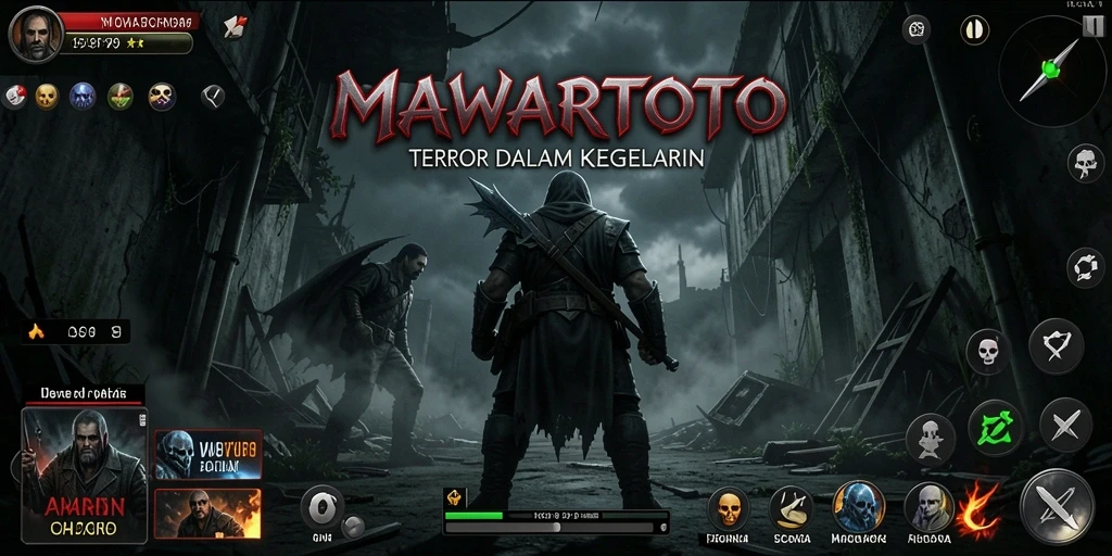 Screenshot gameplay menampilkan suasana seram di dalam MAWARTOTO.