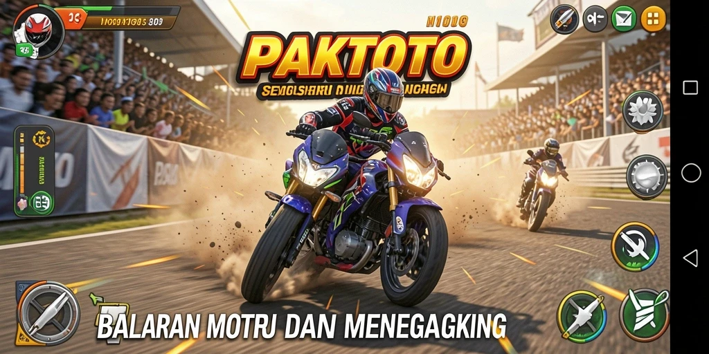 Tampilan gameplay seru PAKTOTO di trek balapan menegangkan.