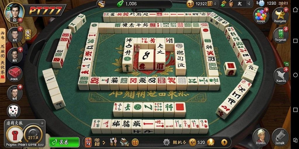 Tampilan gameplay PT777 dengan papan Mahjong yang penuh warna.