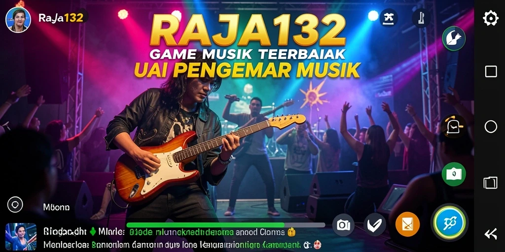Tampilan gameplay RAJA132 yang penuh warna dan interaktif dengan lagu-lagu terkenal.
